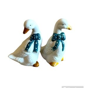 Vintage Winter Geese Porcelain Salt & Pepper Shaker Set